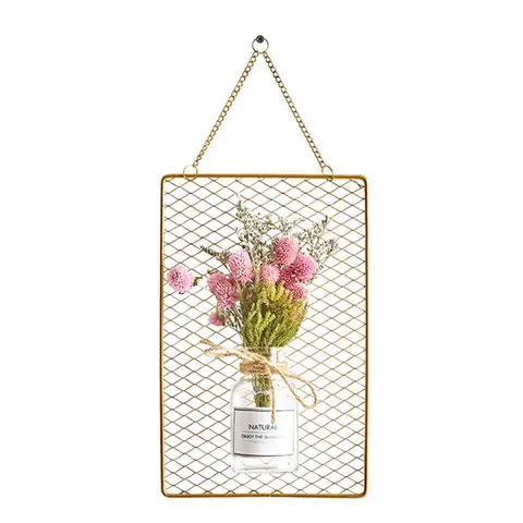 Khung Lưới Kèm Lọ Hoa Khô Đèn Led Treo Tường
