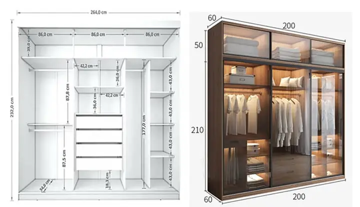 Kích Thước Tủ Quần Áo 6 Cánh Tiêu Chuẩn & Cách Chọn Phù Hợp