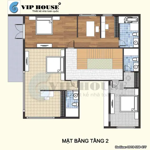 Mặt Bằng Nhà 2 Tầng 4 Phòng Ngủ