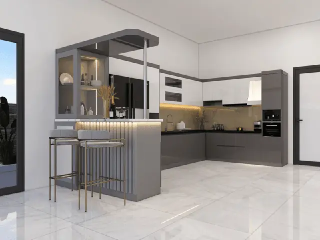 Mẫu Phòng Bếp Có Quầy Bar
