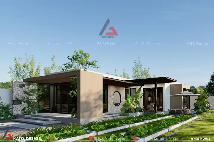 Mẫu Nhà Chữ L 1 Tầng Mái Bằng – Giải Pháp Tối Ưu Không Gian Sống