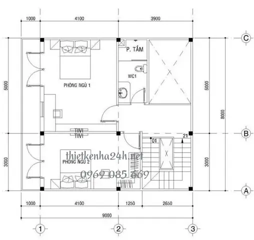 Mẫu Nhà Vuông 8x9m