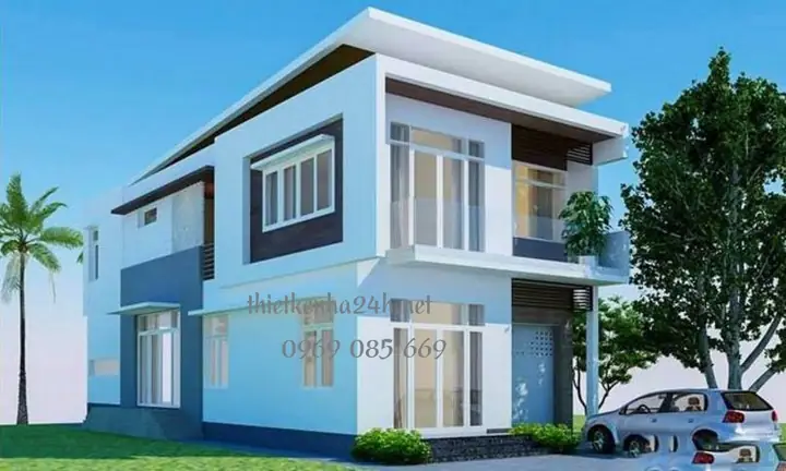 Mẫu Nhà Vuông 2 Tầng Mái Bằng