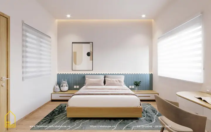 Mẫu Thiết Kế Phòng Ngủ Con Gái Tone Màu Xanh