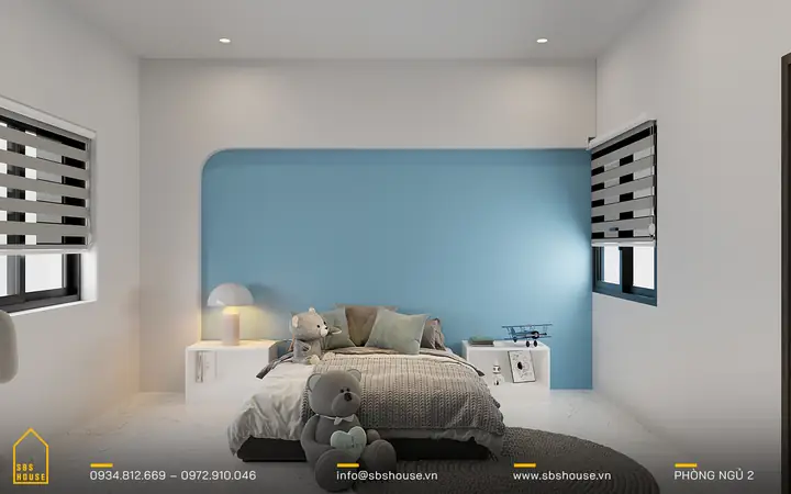 Thiết Kế Phòng Ngủ Con Trai Màu Xanh Pastel Đẹp