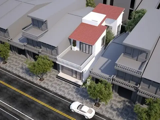 Mẫu Nhà 2 Tầng 6×14 Mái Ngói Đỏ Với Đường Nét Kiến Trúc Tinh Gọn