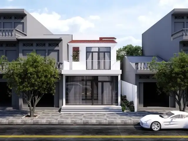 Mẫu Nhà 2 Tầng 6×14 Mái Ngói Đỏ Với Đường Nét Kiến Trúc Tinh Gọn