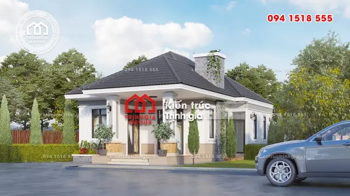 Mẫu Nhà Cấp 4 Diện Tích 8x15m Có 3 Phòng Ngủ Và Chỗ Để Xe - Mã Số Bt1008