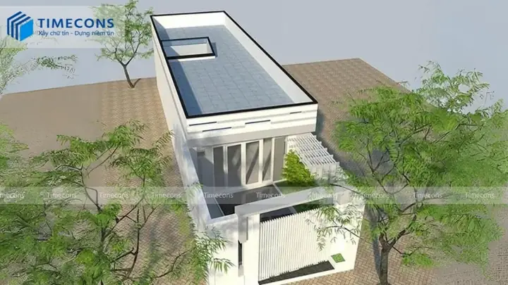 Mẫu Nhà Ống 1 Tầng 2 Phòng Ngủ Mái Bằng