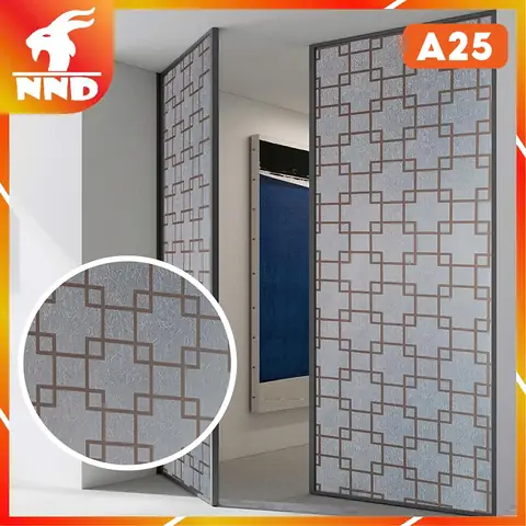 Giấy Dán Kính Trang Trí Kẻ Ô Đen Nền Nâu Mã A25