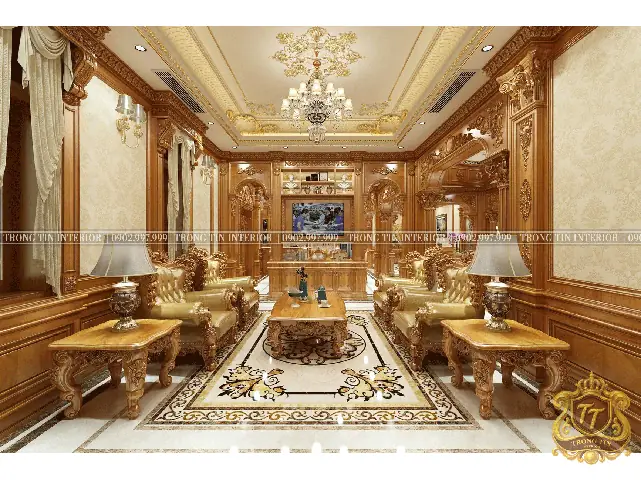 Phòng Khách Gỗ Cổ Điển Mẫu 13