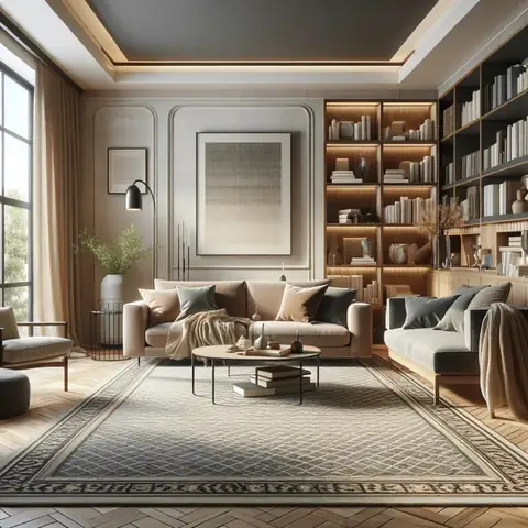 Trang Trí Phòng Khách Đơn Giản Kết Hợp Với Thảm