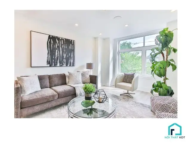 1 Phòng Khách Theo Phong Cách Hàn Quốc Với Mảng Xanh