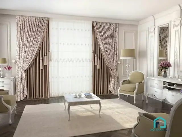 2 Phòng Khách Thiết Kế Đậm Chất Hàn Với Rèm Cửa