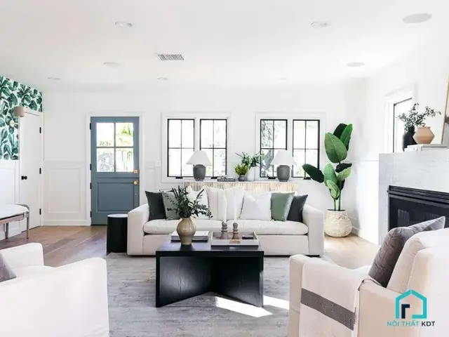 1 Phòng Khách Theo Phong Cách Hàn Quốc Với Mảng Xanh