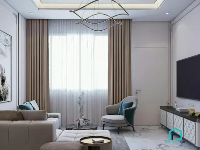 2 Phòng Khách Thiết Kế Đậm Chất Hàn Với Rèm Cửa