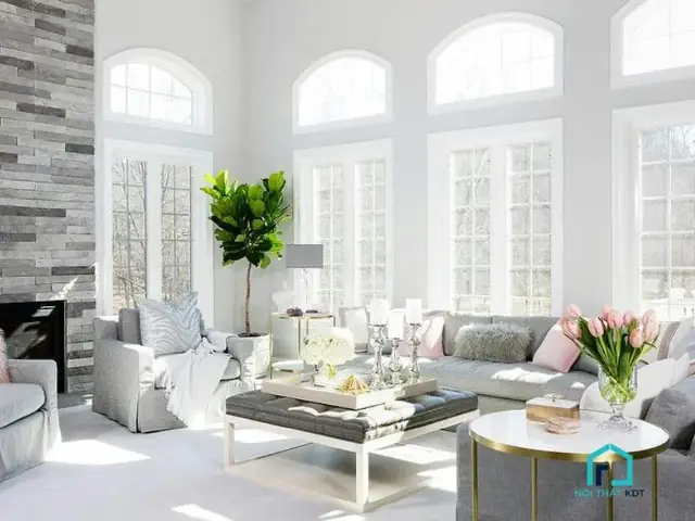 1 Phòng Khách Theo Phong Cách Hàn Quốc Với Mảng Xanh