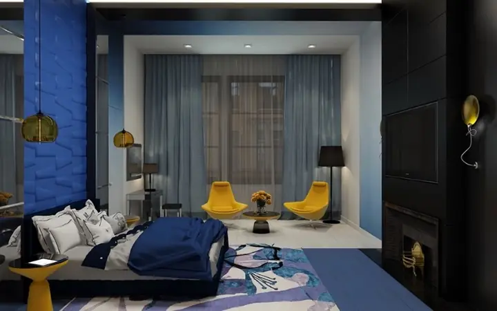 Mẫu Thiết Kế Phòng Ngủ Màu Xanh Lam