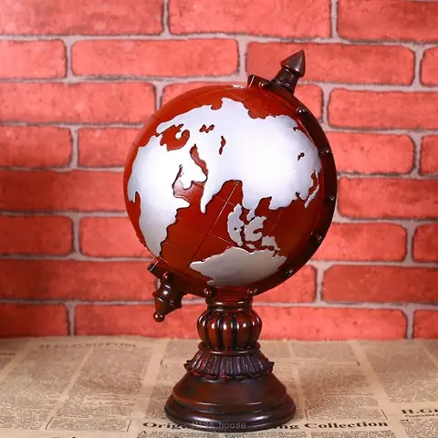 Quả Địa Cầu Lớn Vintage Đỏ - Misa House