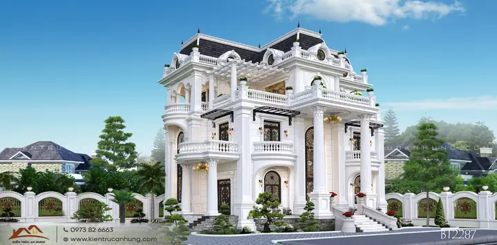 Thiết Kế Biệt Thự Nhà Vườn 500m2 Phong Cách Tân Cổ Điển Đẹp Khó Phai Tại Bắc Ninh
