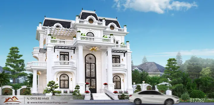 Thiết Kế Biệt Thự Nhà Vườn 500m2 Phong Cách Tân Cổ Điển Đẹp Khó Phai Tại Bắc Ninh