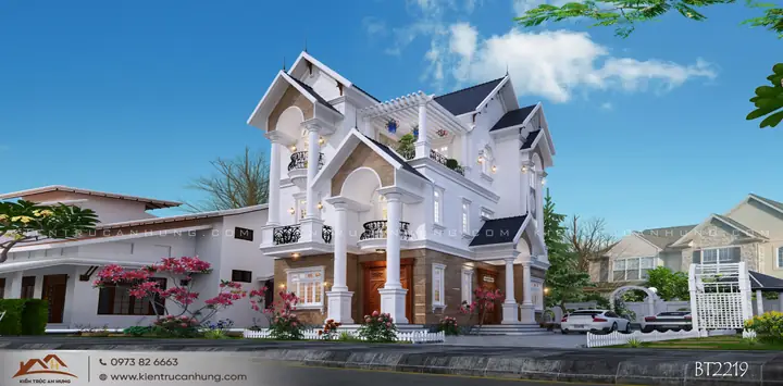 Thiết Kế Biệt Thự 3 Tầng 500m2 Phong Cách Tân Cổ Điển Tại Bắc Giang