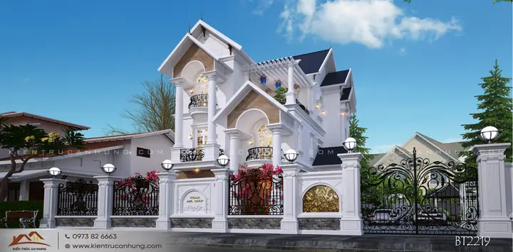 Thiết Kế Biệt Thự 3 Tầng 500m2 Phong Cách Tân Cổ Điển Tại Bắc Giang