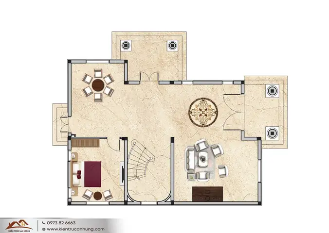 Thiết Kế Biệt Thự 3 Tầng 500m2 Phong Cách Tân Cổ Điển Tại Bắc Giang