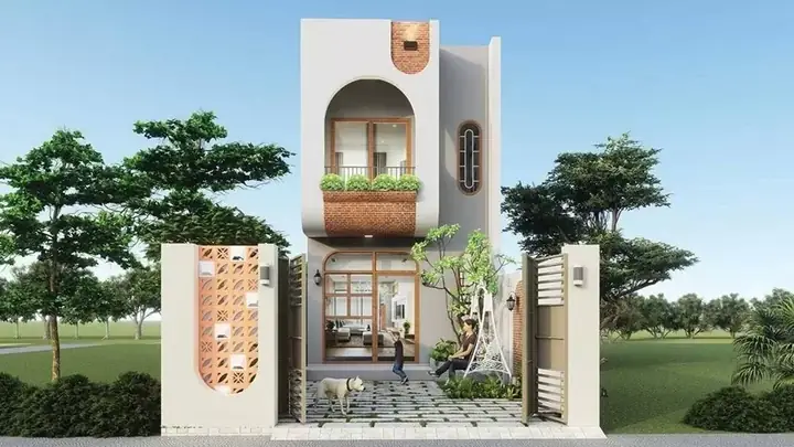 Thiết Kế Mặt Tiền Nhà Phố Hướng Tây Có Sân Vườn