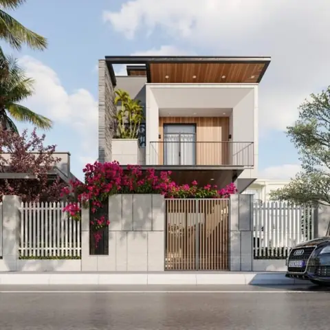 Thiết Kế Mặt Tiền Nhà Phố Hướng Tây Cho Nhà 2 Tầng