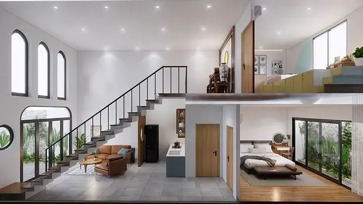 Mẫu Nhà Cấp 4 3 Phòng Ngủ Có Gác Lửng 300 Triệu