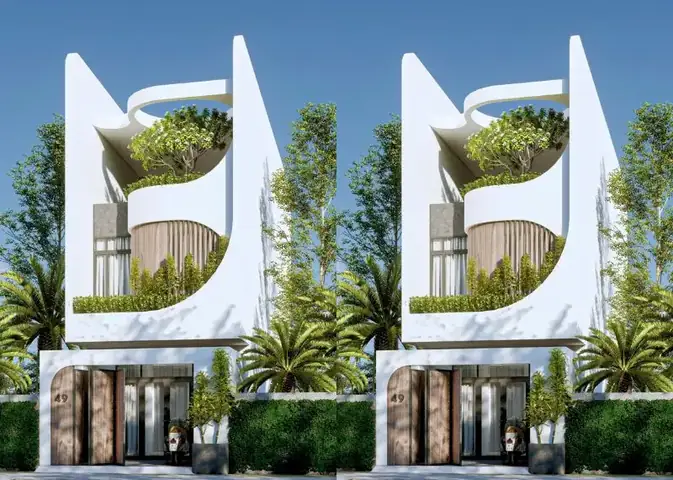 Nhà Ống 6×18 Mái Bằng Với Những Đường Cong Mặt Tiền Cuốn Hút