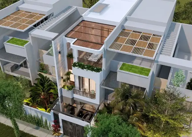 Mẫu Nhà 6x18m 2 Tầng Có Giếng Trời Và Sân Thượng