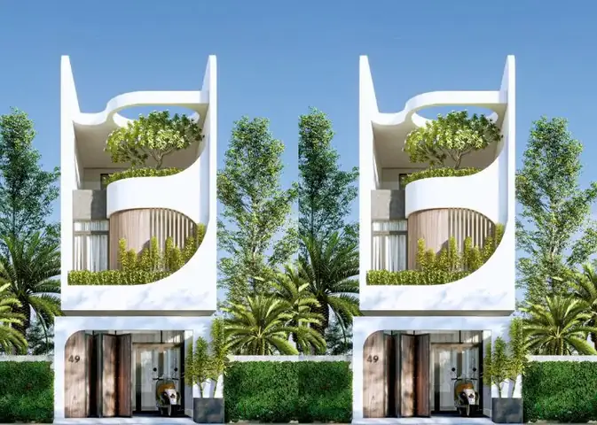 Nhà Ống 6×18 Mái Bằng Với Những Đường Cong Mặt Tiền Cuốn Hút