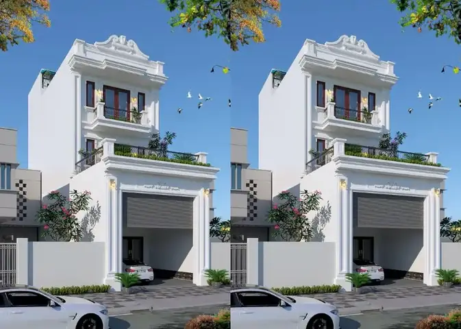 Nhà 6×18 Có Gara Mang Phong Cách Tân Cổ Điển