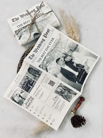 Vintage Newspaper Wedding Invitation The Wedding Post - Peonies ...
