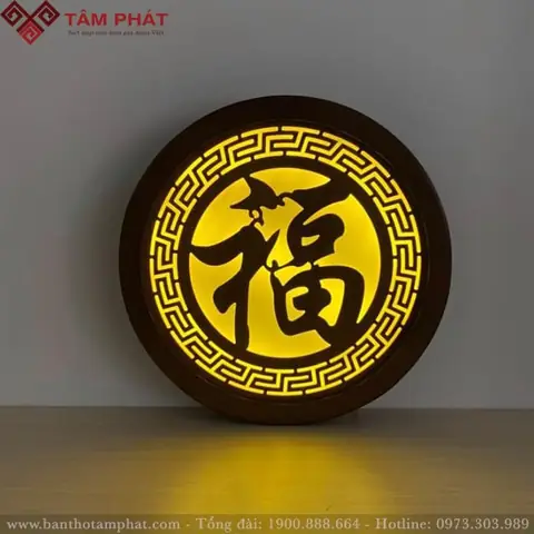 Đèn Gỗ Chữ Phúc Trang Trí Bàn Thờ Mẫu Tc6655 Đèn Gỗ Chữ Phúc Trang Trí Bàn Thờ Mẫu Tc6655