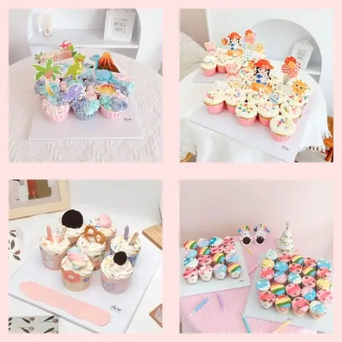 Set Cupcake Trang Trí Cho Bé Dễ Thương Kem Sữa - Bánh Sinh Nhật ...