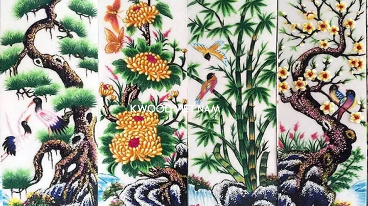 Tranh Tứ Quý – Tùng, Cúc, Trúc, Mai