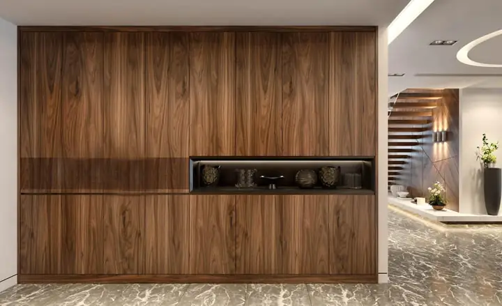 Tủ Âm Tường Gỗ Tự Nhiên Gỗ Óc Chó Hiện Đại