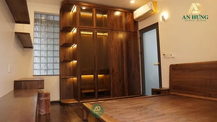 Tủ Quần Áo Gỗ Óc Chó Hiện Đại