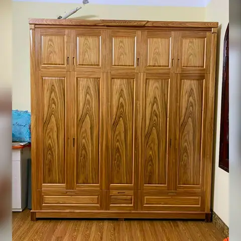 Tủ Quần Áo Gỗ Hương Xám 5 Cánh Vân Đẹp Tq247