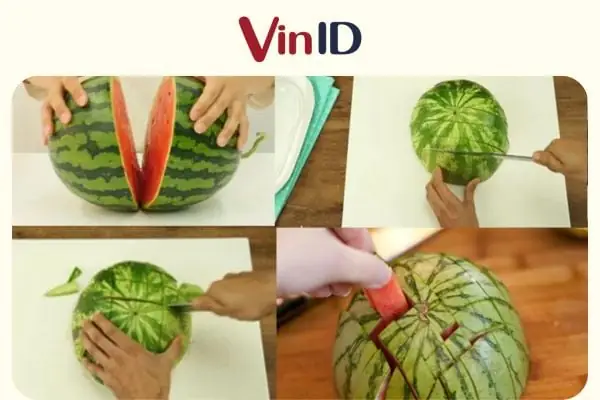 Bổ Dưa Hấu Úp Ngược Thành Khối Dài Bổ Dưa Hấu Úp Ngược Thành Khối Dài