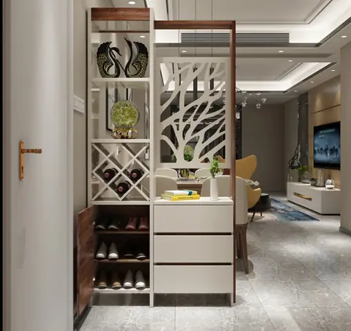 Vách Ngăn Phòng Khách Bằng Sắt Hộp Kết Hợp Kệ Trang Trí, Kệ Sách