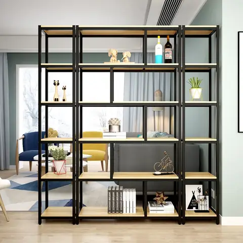 Vách Ngăn Phòng Khách Bằng Sắt Hộp Kết Hợp Kệ Trang Trí, Kệ Sách