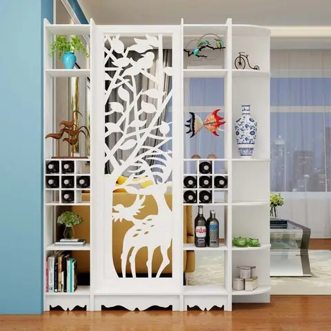 Vách Ngăn Phòng Khách Bằng Sắt Hộp Kết Hợp Kệ Trang Trí, Kệ Sách