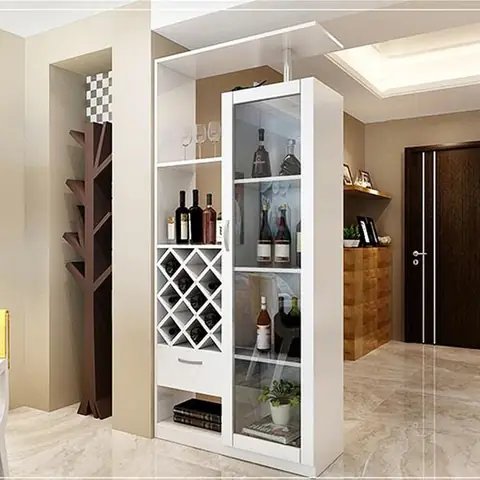 Vách Ngăn Phòng Khách Bằng Sắt Hộp Kết Hợp Tủ Rượu