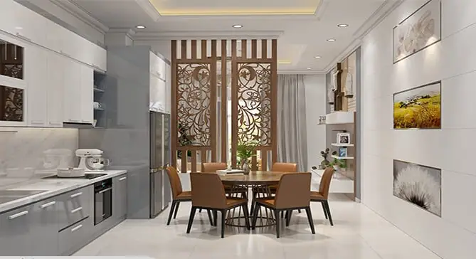 Mẫu Vách Ngăn Phòng Khách Và Bếp Ăn Bằng Sắt Đẹp