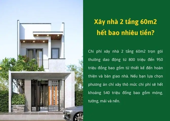 Chi Phí Xây Nhà 2 Tầng 60m2 Hết Bao Nhiêu Tiền?
