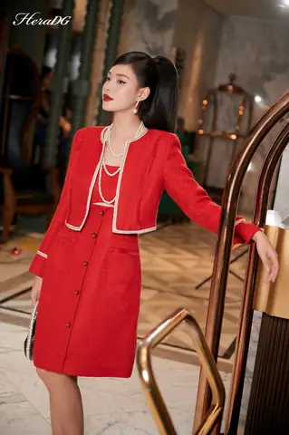 Thời Trang Heradg. Áo Khoác Cổ Tròn Phối Dây